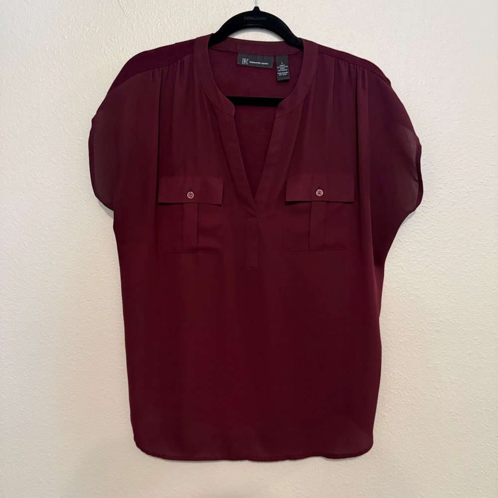INC International Concepts Deep Burgundy Blouse